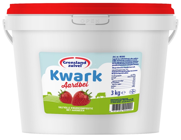 Vruchtenkwark Grensland Aardbei 3 kg.