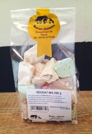 Nougat gekleurd 200 gr.