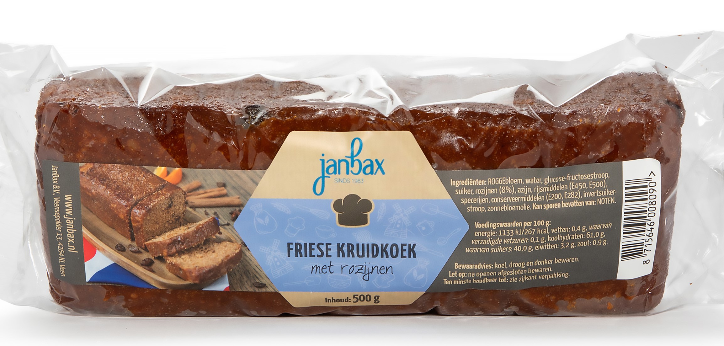 Friese Kruidkoek met rozijnen 500 gr.