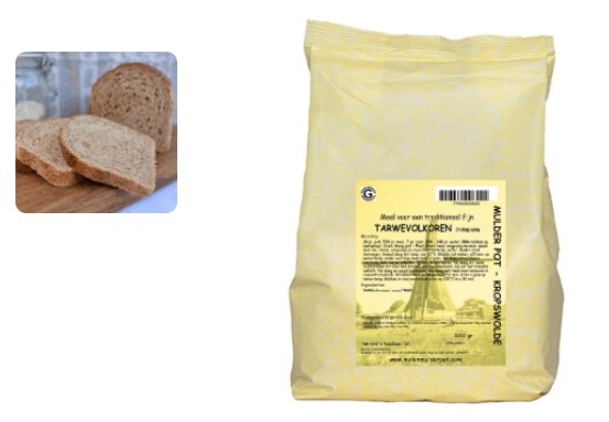 Tarwevolkoren (T150) broodmix 1 kg.