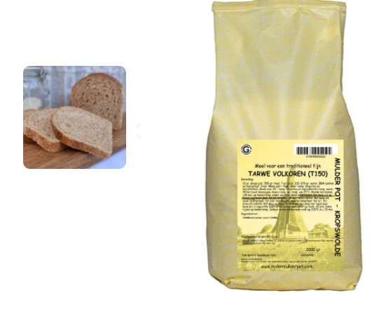 Tarwevolkoren (T150) broodmix 2 kg.