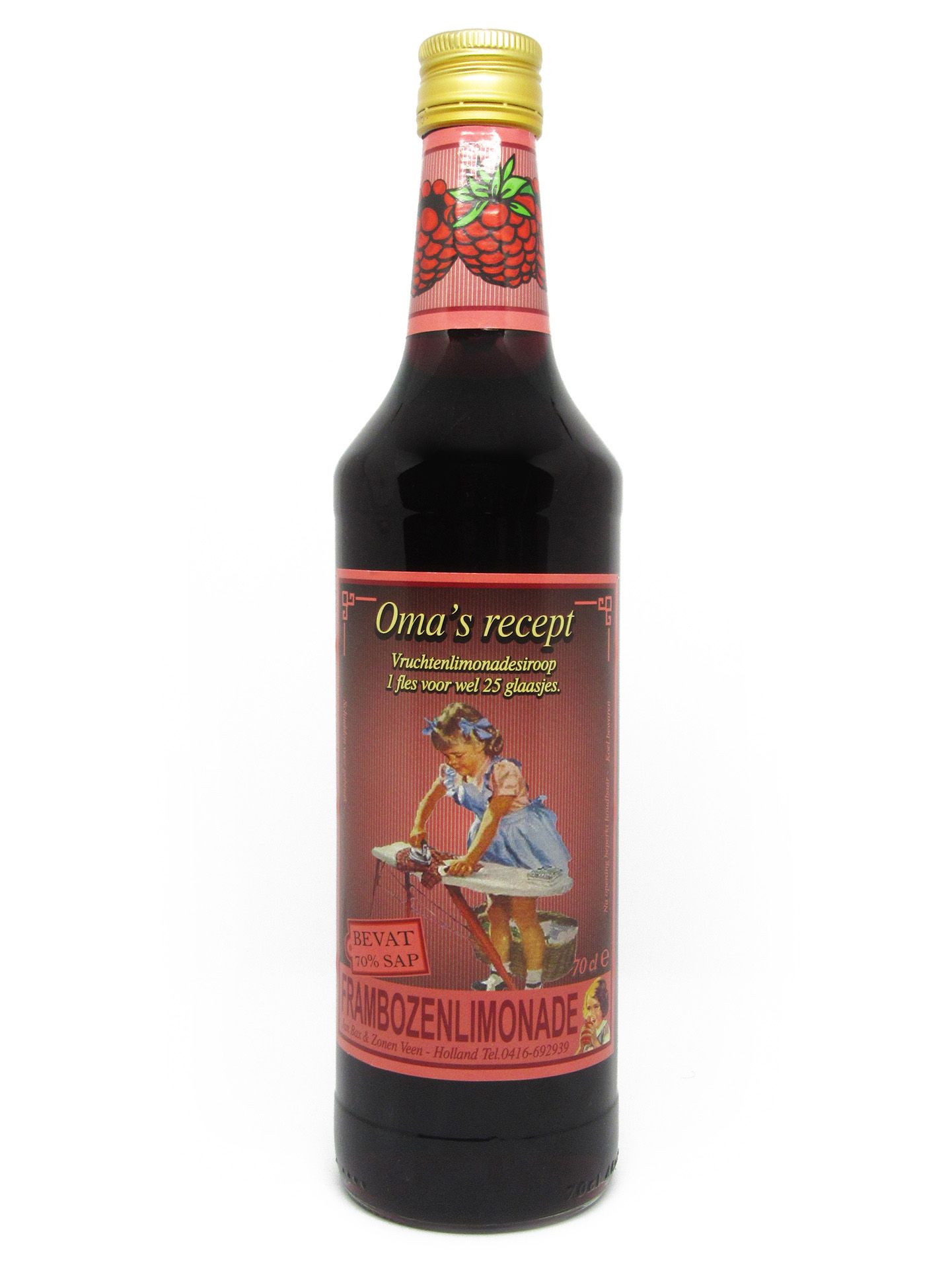 Oma's recept frambozensiroop 70 cl.