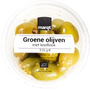 Groene olijven met knoflook BIO 1x125 gr