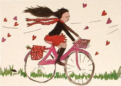 Meisje op fiets  10x1 stuks