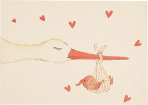 Postkaart ooievaar hart 10x1 stuks