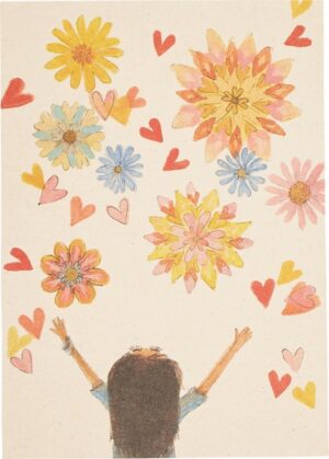 Postkaart ijsbloemen hartjes  10x1 stuks