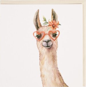 Postkaart Lama bril hart  10x1 stuks