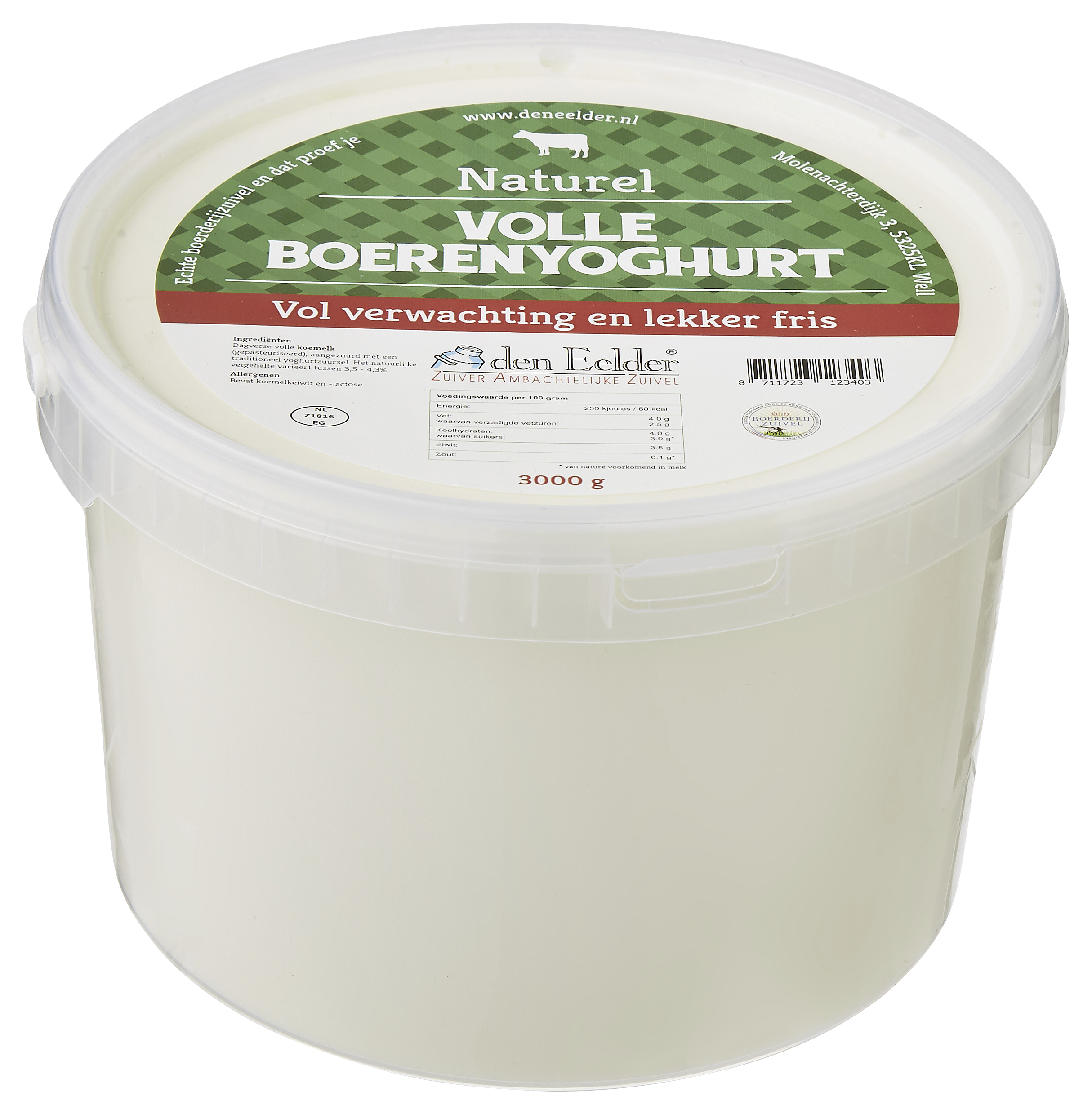 Den Eelder volle yoghurt naturel 3 ltr.