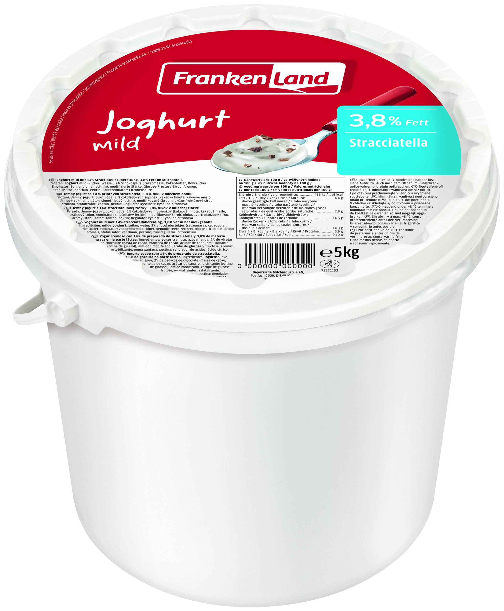 Stracciatella yoghurt emmer 5 kg.