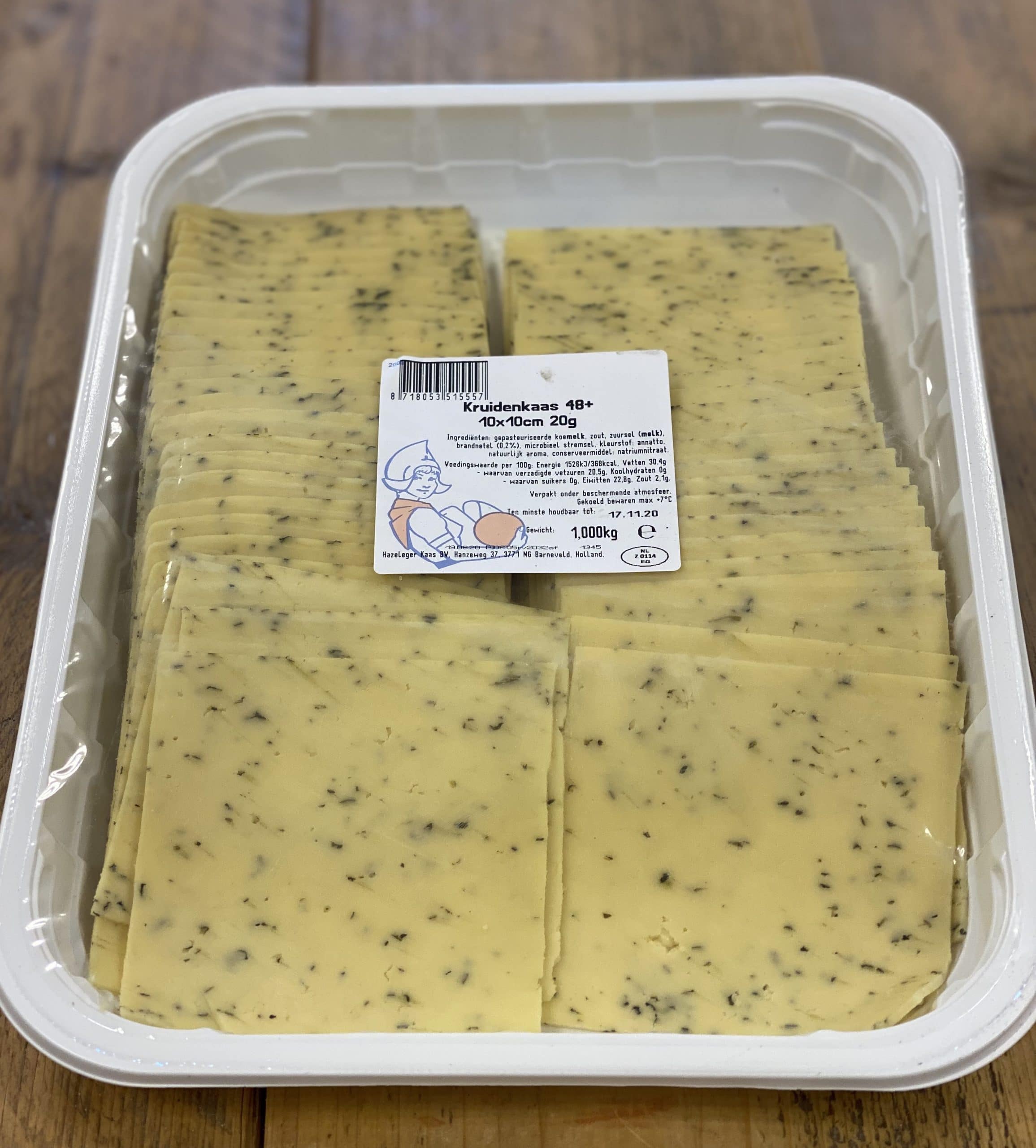 Gesn. kruidenkaas 20 gram plak 1 kg.