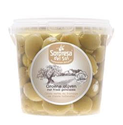 Groene olijf met geitenkaas 1kg.