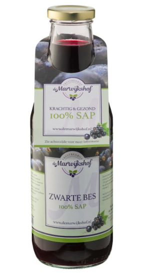 Marwijkshof zwarte bessensap 100% 0,75lt