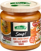 Rode Linzen-Tomaat soep BIO 6x350 ml.